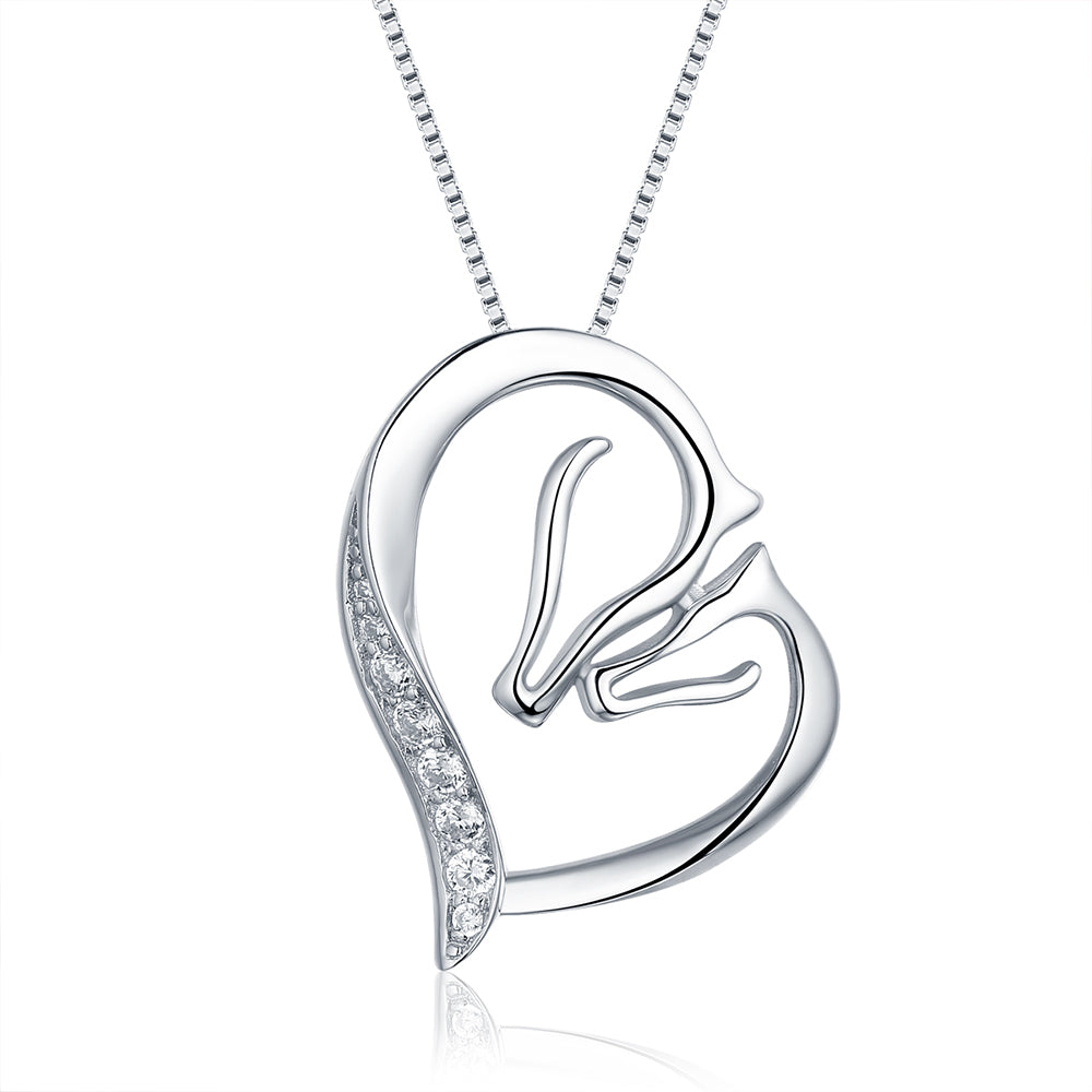 Mother Horse And Baby Horse Necklace Sterling Silver