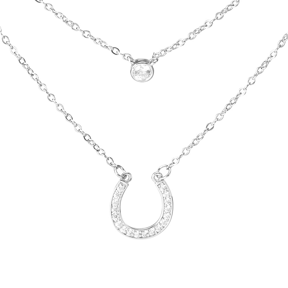 Horseshoe Shaped Cubic Zirconia Layered Necklace Set