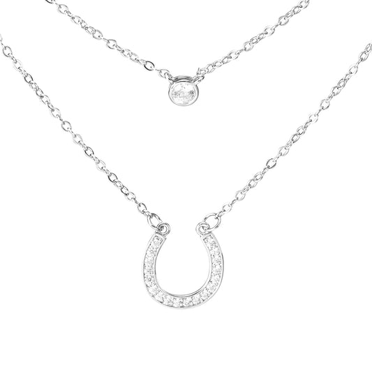 Horseshoe Shaped Cubic Zirconia Layered Necklace Set