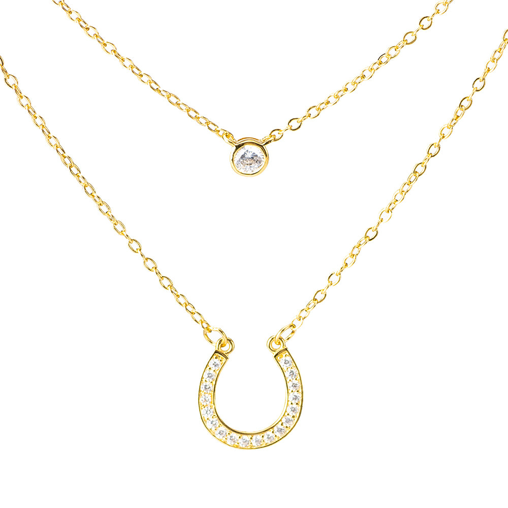 Horseshoe Shaped Cubic Zirconia Layered Necklace Set