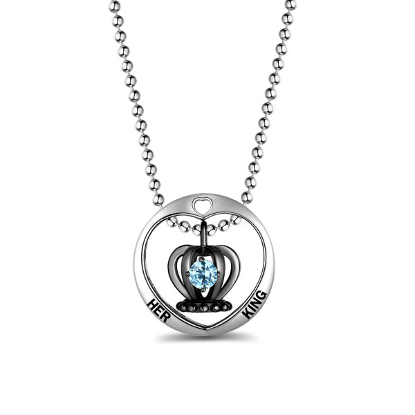 Collana con corona in argento sterling e pietra portafortuna 