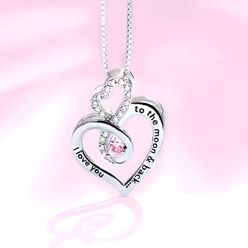 Custom Infinity Heart Birthstone Necklace Sterling Silver