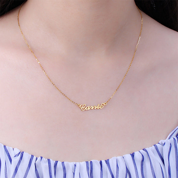 Personalized Carrie Name Necklace Solid Gold 10K/14k/18K