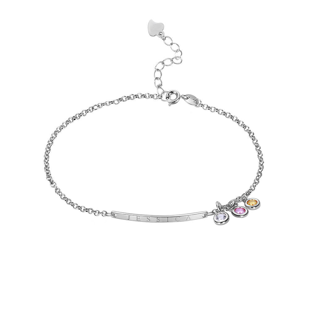 Bracciale personalizzato con pietra portafortuna in argento sterling 