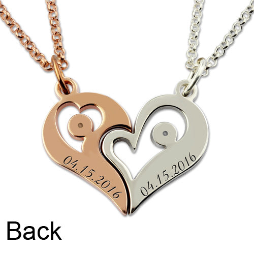 Couple's Breakable Heart Love Necklace with Birthstones Set of 2