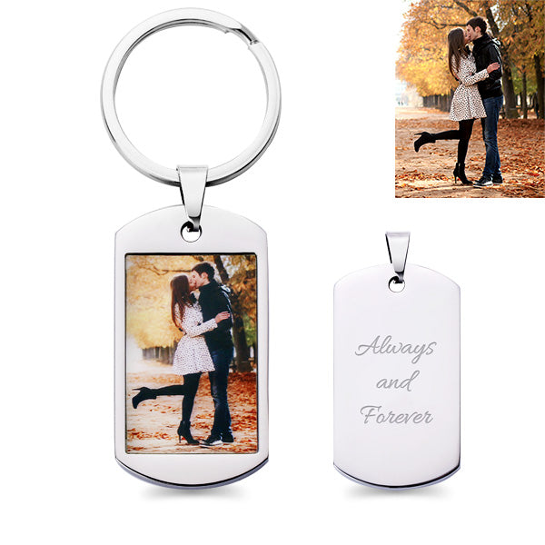 Custom Stainless Steel Photo Dog Tag Necklace & Keychain