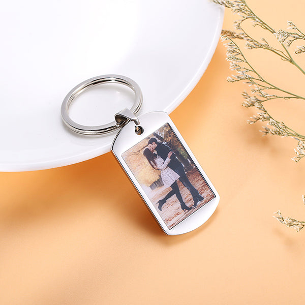 Custom Stainless Steel Photo Dog Tag Necklace & Keychain