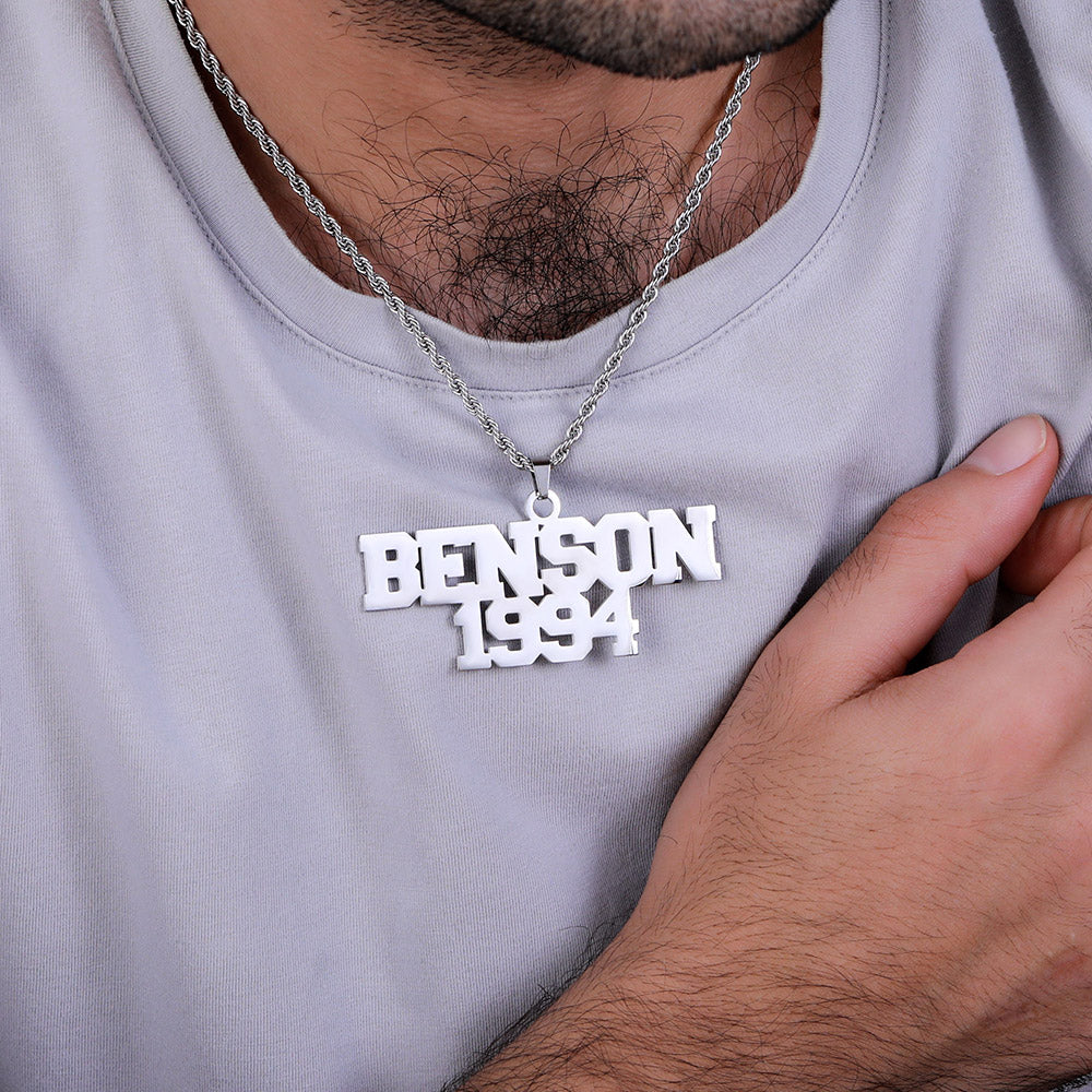 Collana con nome Hip Hop personalizzato per uomo 