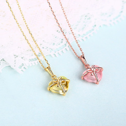 Collana con pietra preziosa naturale citrino/rosa, regalo per lei 