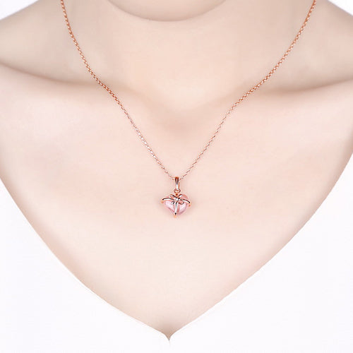 Collana con pietra preziosa naturale citrino/rosa, regalo per lei 