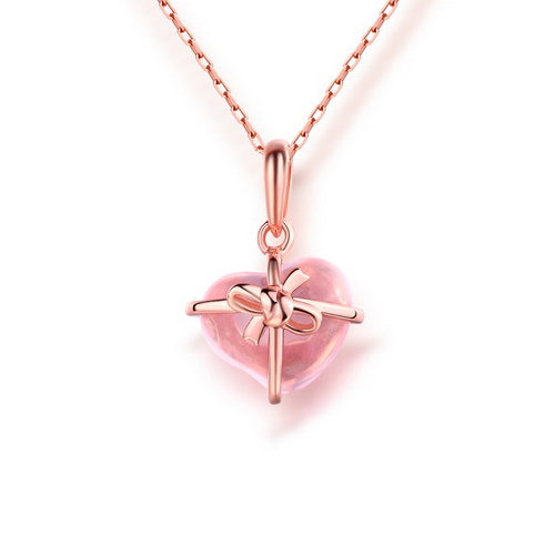 Collana con pietra preziosa naturale citrino/rosa, regalo per lei 