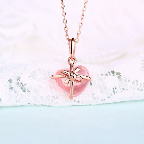 Collana con pietra preziosa naturale citrino/rosa, regalo per lei 