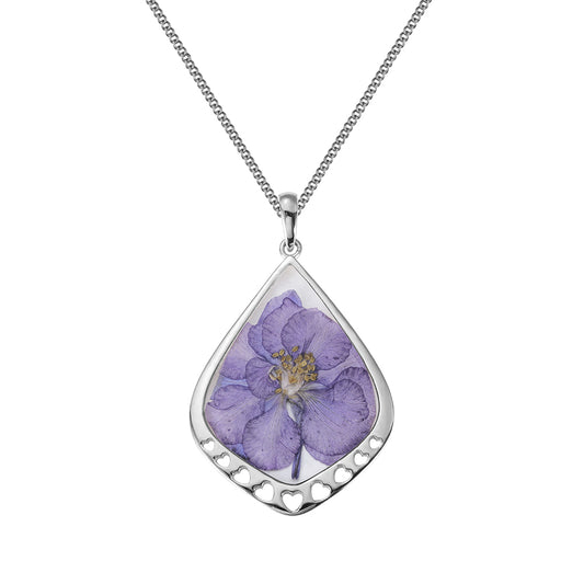 Personalized Birth Real Flower Drop Shape Necklace