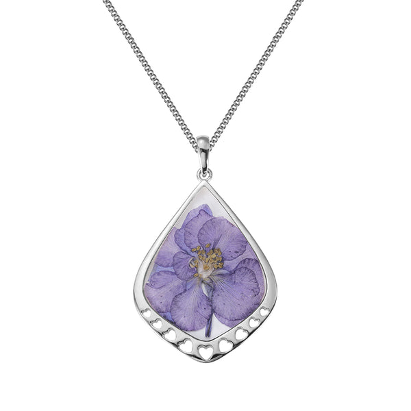 Personalized Birth Real Flower Drop Shape Necklace