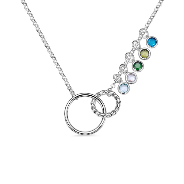 Collana con pietra portafortuna madre-figlia in argento sterling 