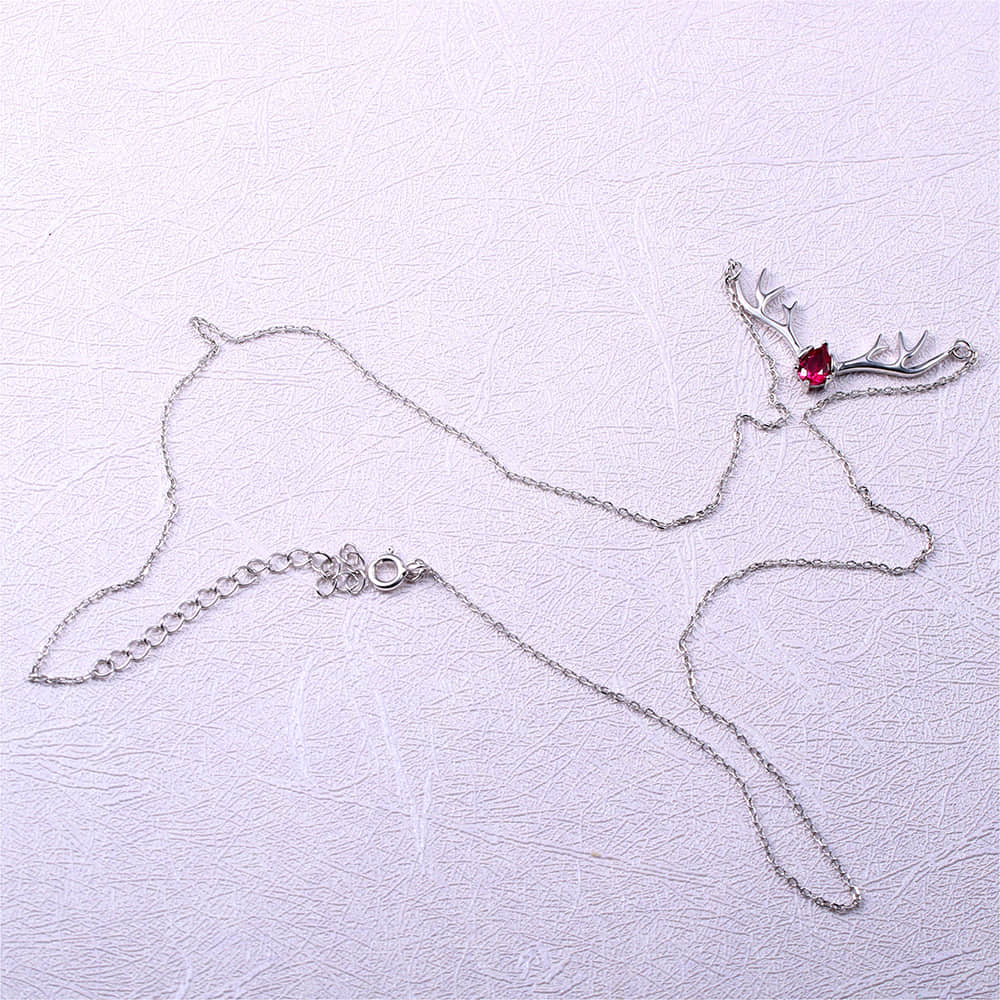 Personalized Birthstone Sterling Silver Deer Antler Necklace