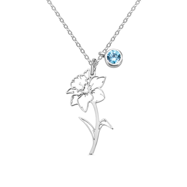 Collana personalizzata con fiore di nascita in argento sterling 925 