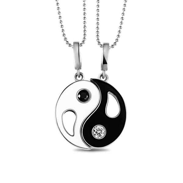 Collana Yin Yang personalizzata con 2 pendenti e pietre portafortuna 