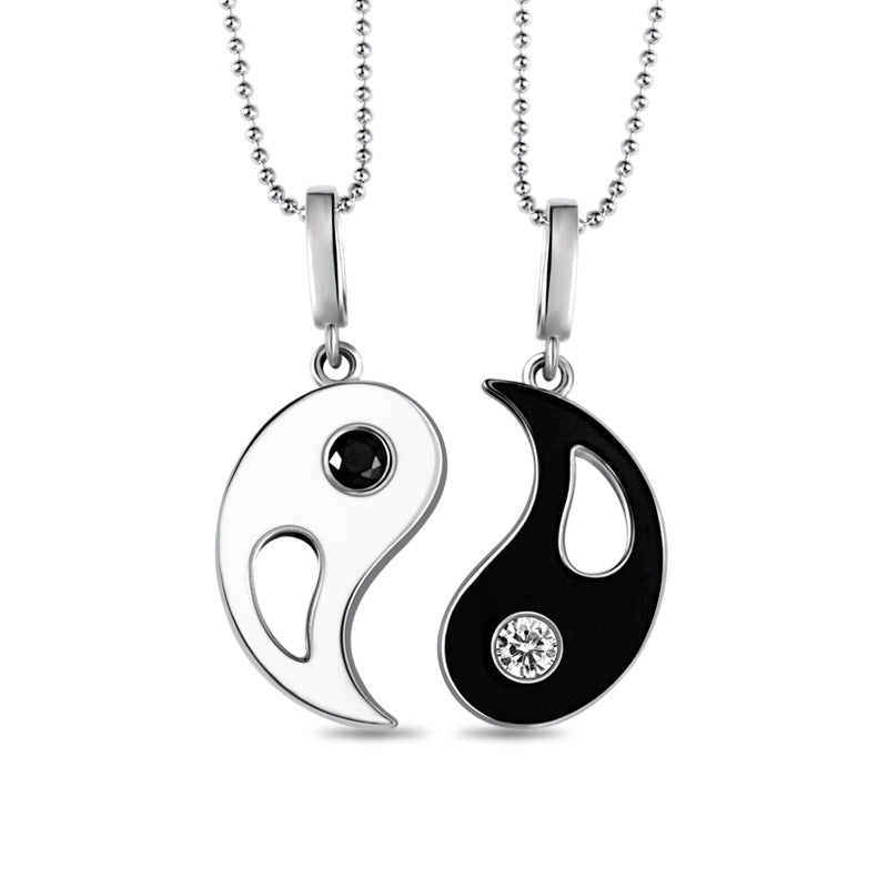 Collana Yin Yang personalizzata con 2 pendenti e pietre portafortuna 