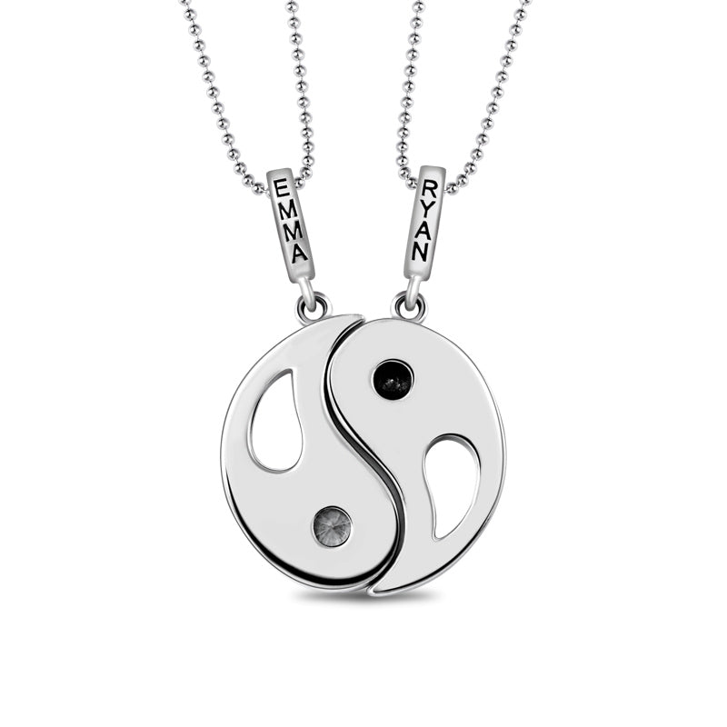 Collana Yin Yang personalizzata con 2 pendenti e pietre portafortuna 