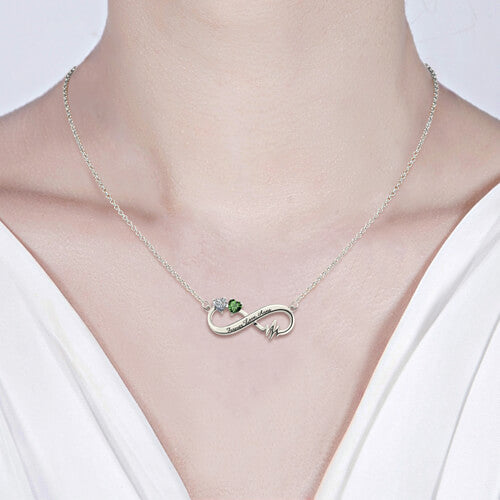 Collana Heartbeat Infinity con pietre portafortuna 