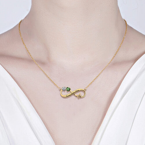 Heartbeat Infinity Necklace With Birthstones