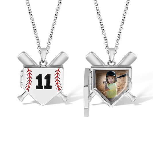 Collana da baseball con foto e incisione - Stile corto a forma di scudo 