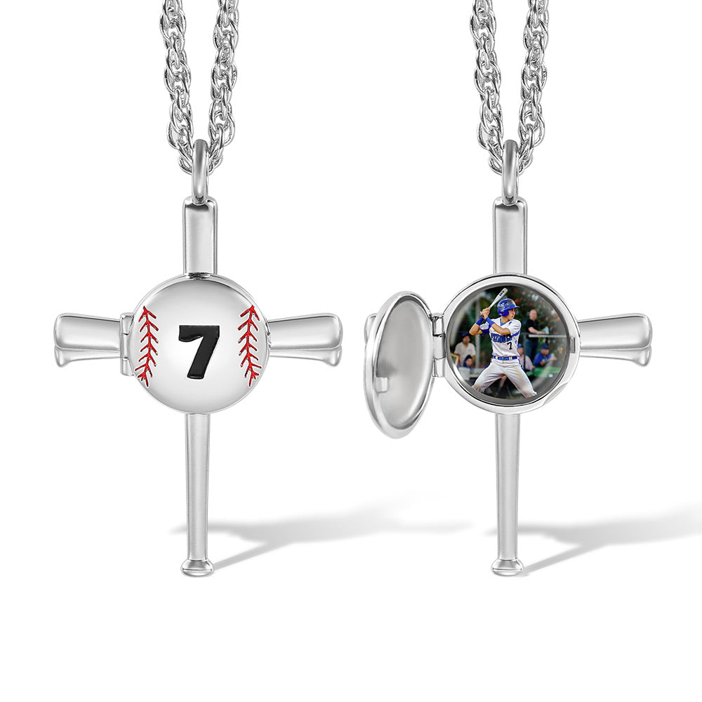 Collana da baseball con foto e incisione - Stile lungo a forma di palla 