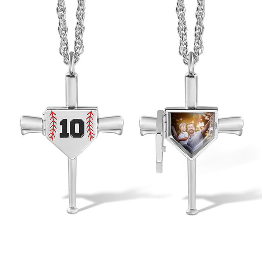 Collana da baseball con foto e incisione - Forma a scudo, stile lungo 