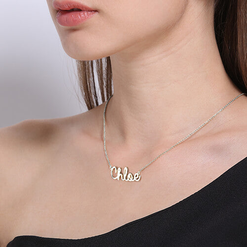 Collana personalizzata con nome in stile corsivo in argento sterling 