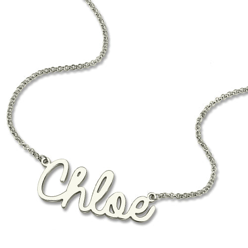 Personalized Cursive Style Name Necklace In Sterling Silver