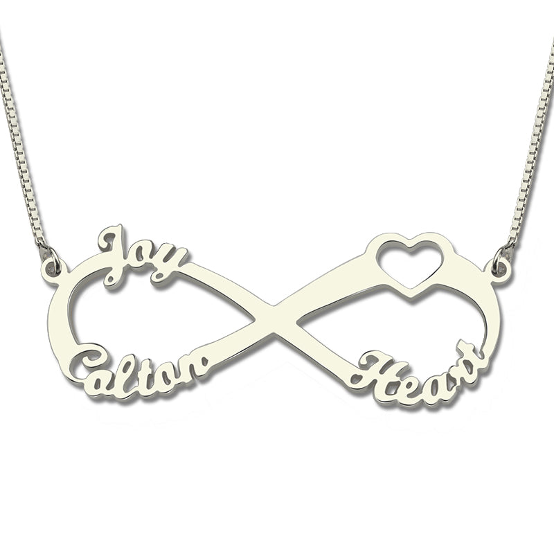 Adorable Heart Infinity 3 Names Necklace