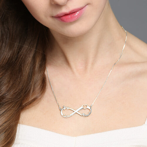 Adorable Heart Infinity 3 Names Necklace