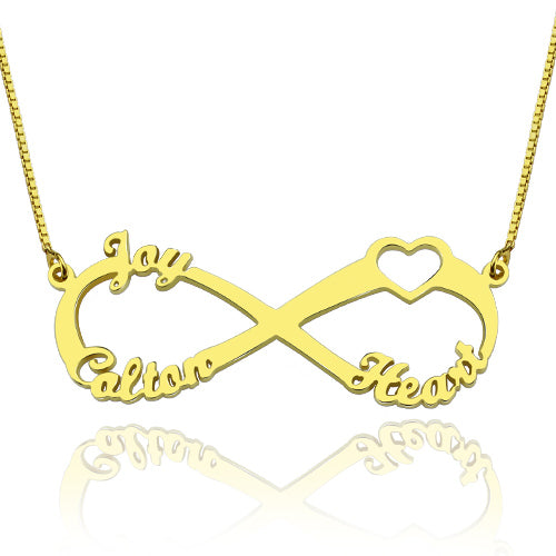 Adorable Heart Infinity 3 Names Necklace