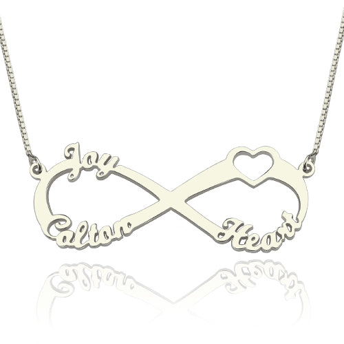 Adorable Heart Infinity 3 Names Necklace