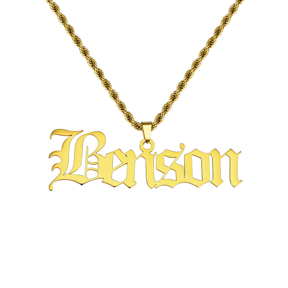 Personalized Old English Name Necklace for Man