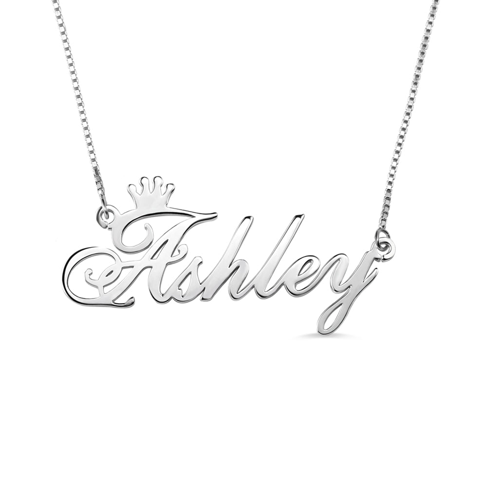 Personalized Name Crown Necklace Sterling Silver