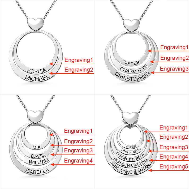 Personalized Family Stacked Circle Necklace Connect with One Heart