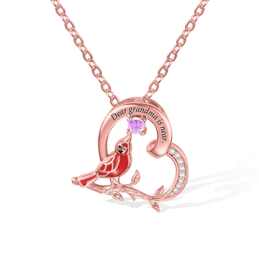 Collana con ciondolo a forma di cuore cardinale personalizzato in argento sterling 925 