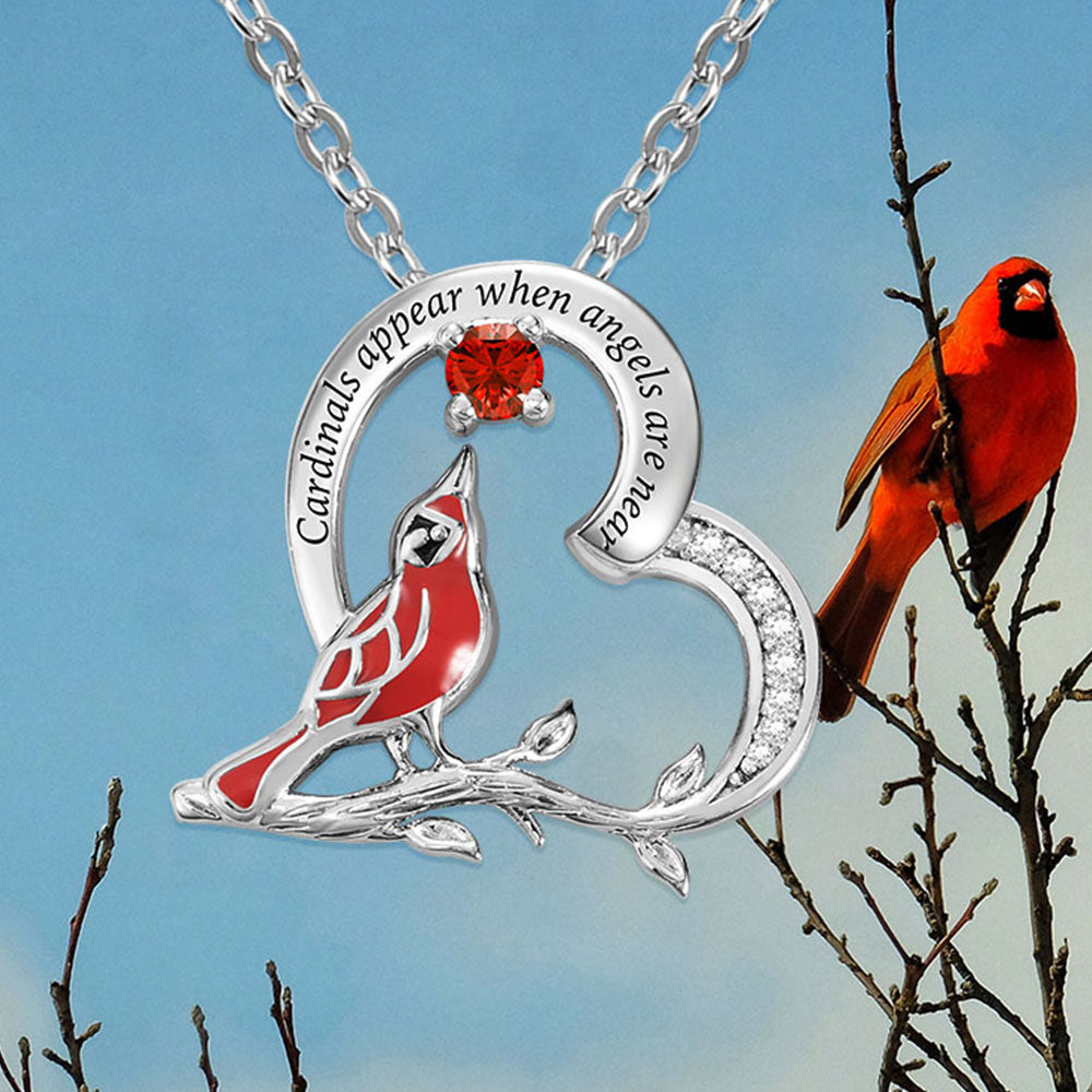 Collana con ciondolo a forma di cuore cardinale personalizzato in argento sterling 925 