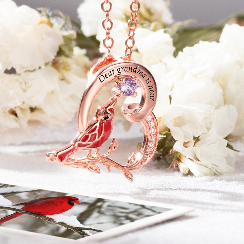 Collana con ciondolo a forma di cuore cardinale personalizzato in argento sterling 925 