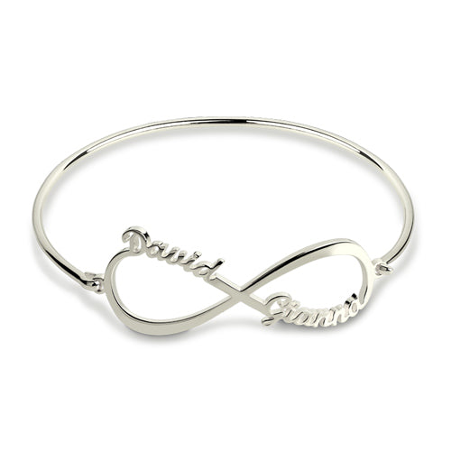 Braccialetto personalizzato Infinity 2 nomi in argento sterling