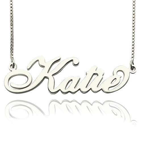 Personalized Carrie Nameplate Necklace Stering Silver