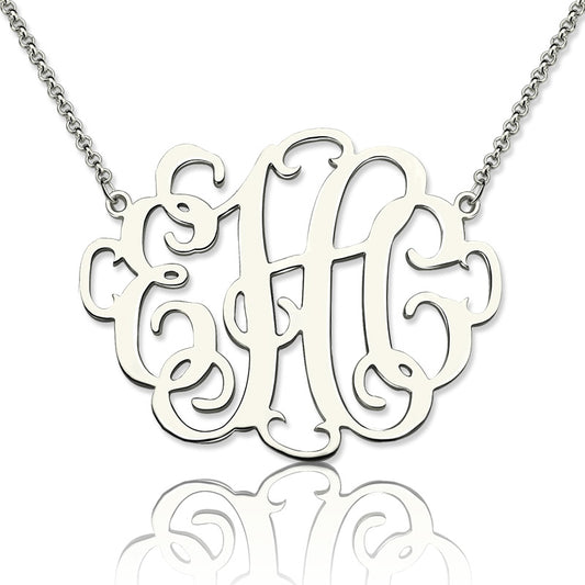 Personalized Stylish Monogram Necklace In Sterling Silver