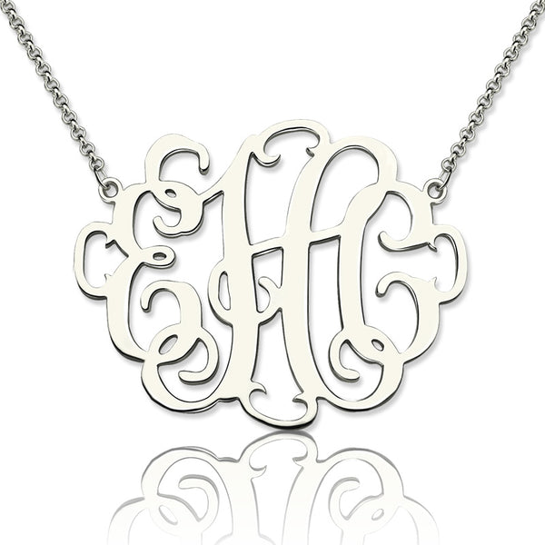 Collana monogramma elegante e personalizzata in argento sterling