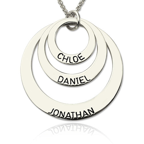 Engraved Sterling Silver Three Disc Necklace for Mothers