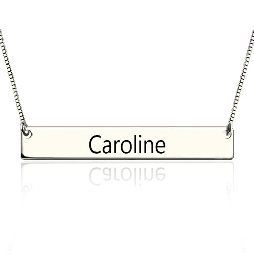 Sterling Silver Engraved Graduation Bar Necklace