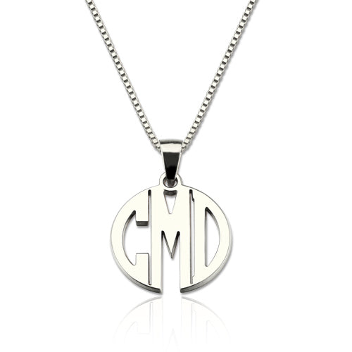 Custom XS Block Monogram Necklace In Sterling Silver