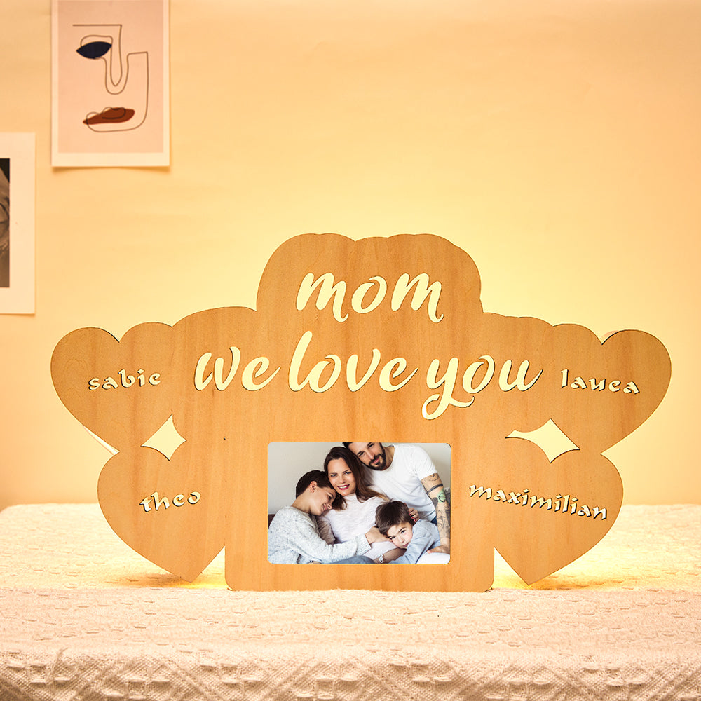 Custom Engraved Name Night Lamp Photo Frame Night Light for Mom