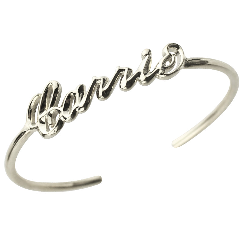 Bracciale personalizzato in argento sterling con nome 3D in stile Carrie 